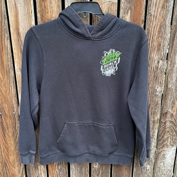 Mt. Dew Sweatshirt Pullover Hoodie Youth Kids Black Label Soda Pop Hooded - Picture 1 of 7